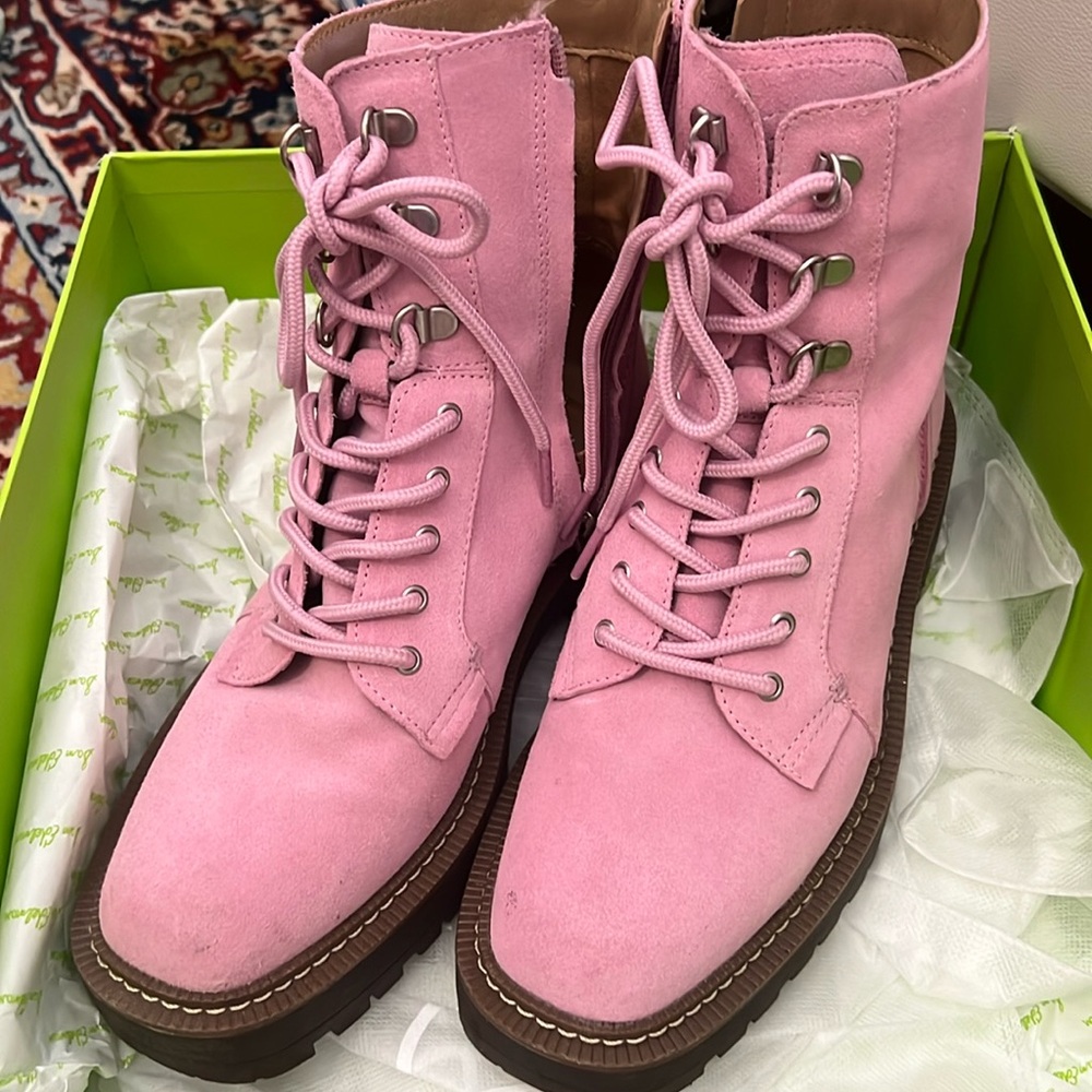 Pink suede boots